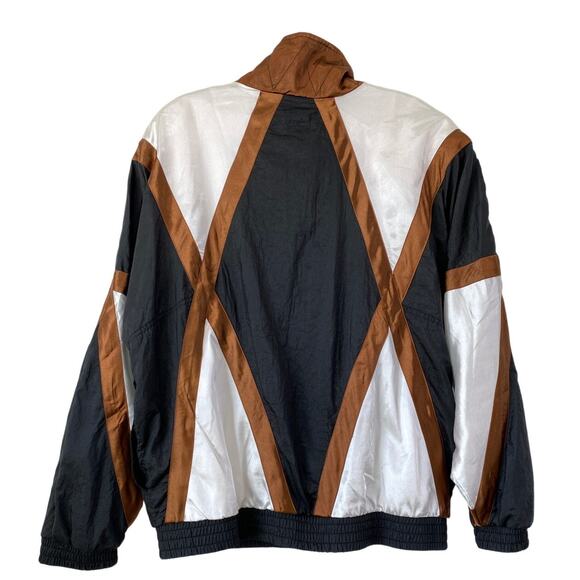 VTG Chaver Windbreaker Bomber Track Jacket Unisex Sz L 80s 90s Satin Colorblock - Picture 9 of 9